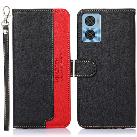 Funda de Cuero Cartera con Soporte Carcasa A09D para Motorola Moto E22 Negro