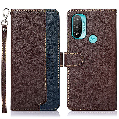 Funda de Cuero Cartera con Soporte Carcasa A09D para Motorola Moto E30 Marron