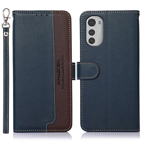 Funda de Cuero Cartera con Soporte Carcasa A09D para Motorola Moto E32s Azul