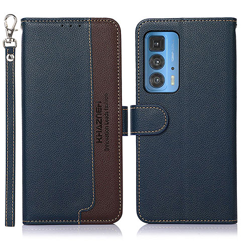 Funda de Cuero Cartera con Soporte Carcasa A09D para Motorola Moto Edge 20 Pro 5G Azul