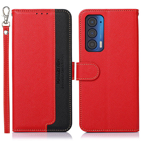 Funda de Cuero Cartera con Soporte Carcasa A09D para Motorola Moto Edge (2021) 5G Rojo