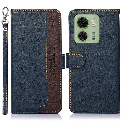 Funda de Cuero Cartera con Soporte Carcasa A09D para Motorola Moto Edge (2023) 5G Azul