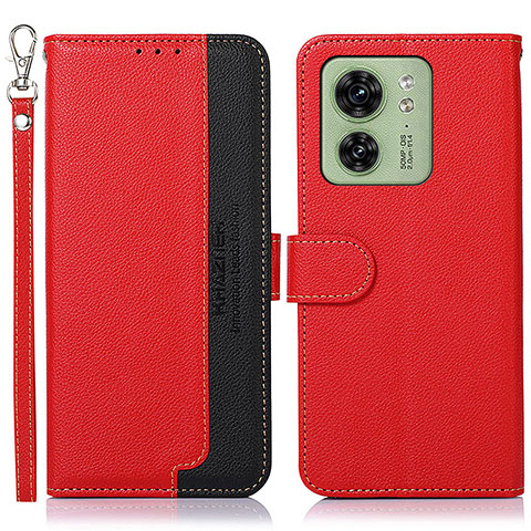 Funda de Cuero Cartera con Soporte Carcasa A09D para Motorola Moto Edge (2023) 5G Rojo