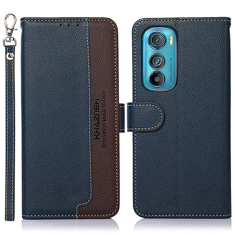 Funda de Cuero Cartera con Soporte Carcasa A09D para Motorola Moto Edge 30 5G Azul