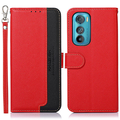 Funda de Cuero Cartera con Soporte Carcasa A09D para Motorola Moto Edge 30 5G Rojo