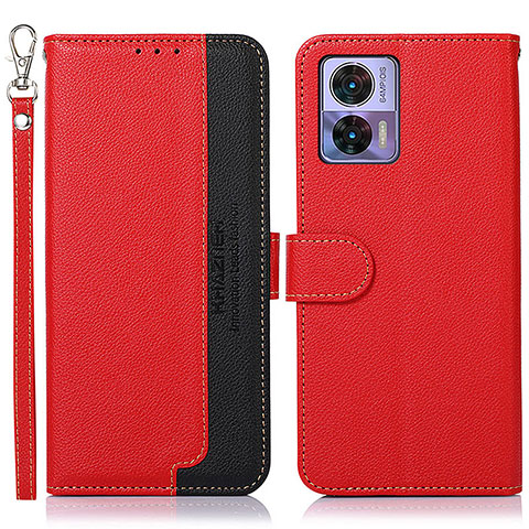 Funda de Cuero Cartera con Soporte Carcasa A09D para Motorola Moto Edge 30 Neo 5G Rojo