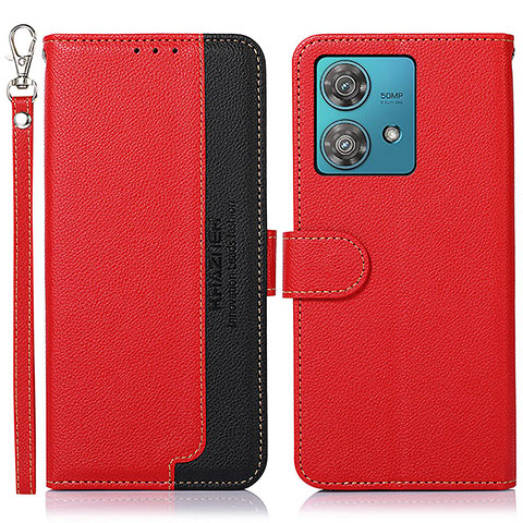 Funda de Cuero Cartera con Soporte Carcasa A09D para Motorola Moto Edge 40 Neo 5G Rojo