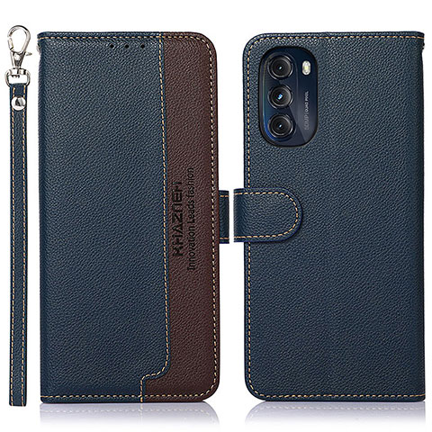 Funda de Cuero Cartera con Soporte Carcasa A09D para Motorola Moto G 5G (2022) Azul