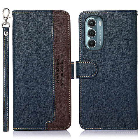 Funda de Cuero Cartera con Soporte Carcasa A09D para Motorola Moto G Stylus (2022) 5G Azul