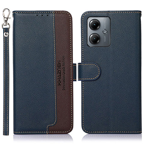 Funda de Cuero Cartera con Soporte Carcasa A09D para Motorola Moto G14 Azul