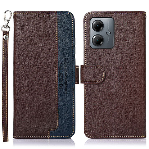 Funda de Cuero Cartera con Soporte Carcasa A09D para Motorola Moto G14 Marron