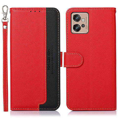 Funda de Cuero Cartera con Soporte Carcasa A09D para Motorola Moto G32 Rojo