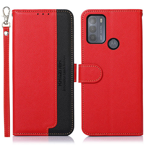 Funda de Cuero Cartera con Soporte Carcasa A09D para Motorola Moto G50 Rojo