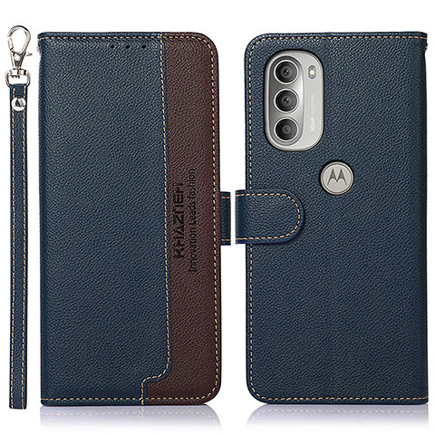 Funda de Cuero Cartera con Soporte Carcasa A09D para Motorola Moto G51 5G Azul