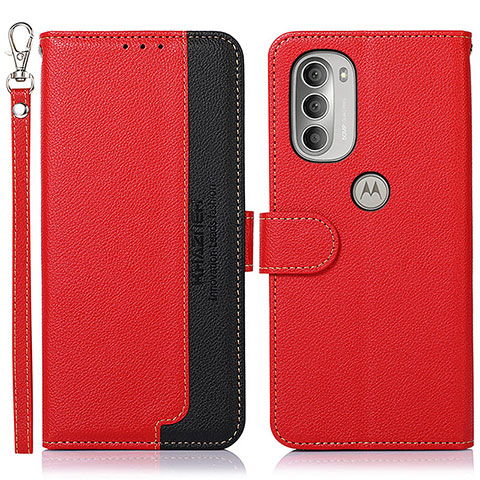 Funda de Cuero Cartera con Soporte Carcasa A09D para Motorola Moto G51 5G Rojo