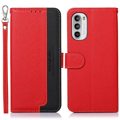 Funda de Cuero Cartera con Soporte Carcasa A09D para Motorola MOTO G52 Rojo