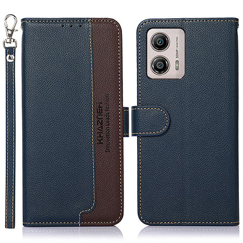 Funda de Cuero Cartera con Soporte Carcasa A09D para Motorola Moto G53j 5G Azul