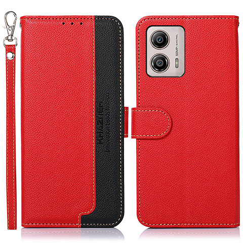 Funda de Cuero Cartera con Soporte Carcasa A09D para Motorola Moto G53y 5G Rojo