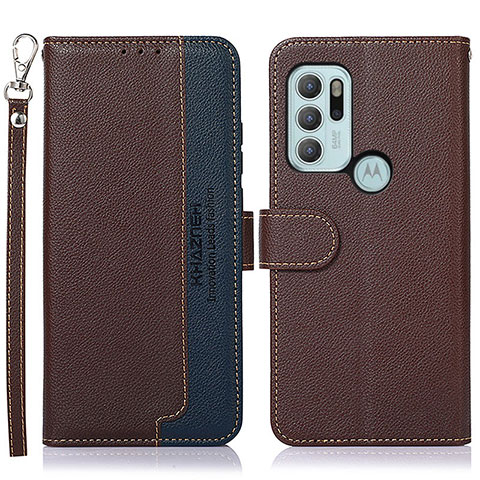 Funda de Cuero Cartera con Soporte Carcasa A09D para Motorola Moto G60s Marron