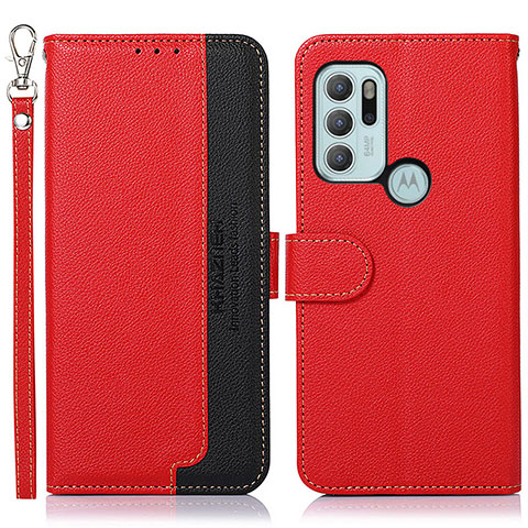 Funda de Cuero Cartera con Soporte Carcasa A09D para Motorola Moto G60s Rojo