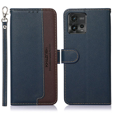 Funda de Cuero Cartera con Soporte Carcasa A09D para Motorola Moto G72 Azul