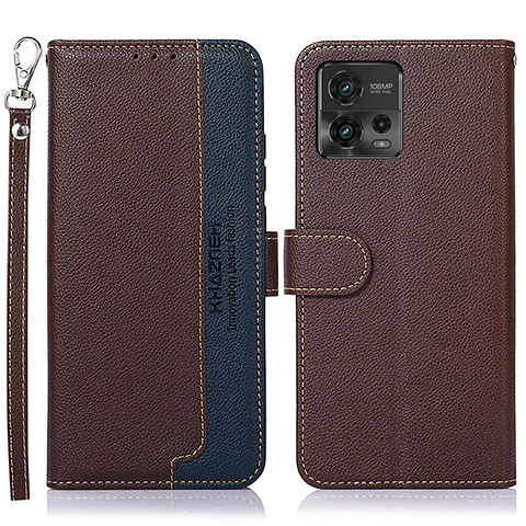 Funda de Cuero Cartera con Soporte Carcasa A09D para Motorola Moto G72 Marron