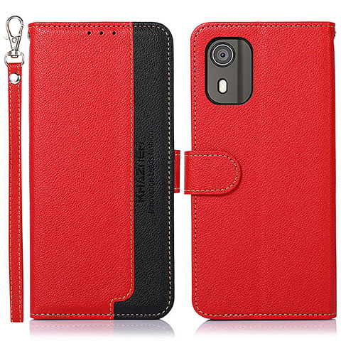 Funda de Cuero Cartera con Soporte Carcasa A09D para Nokia C02 Rojo