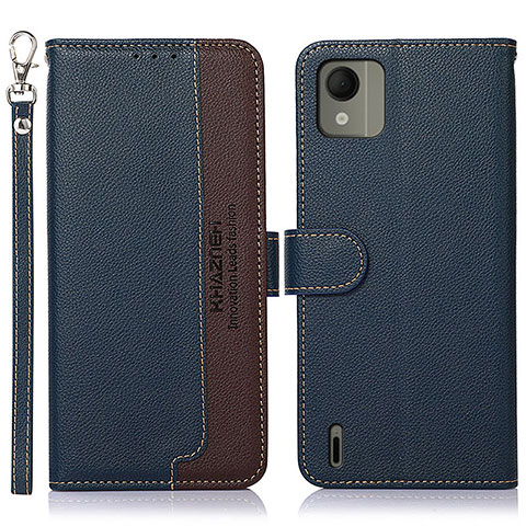 Funda de Cuero Cartera con Soporte Carcasa A09D para Nokia C110 Azul