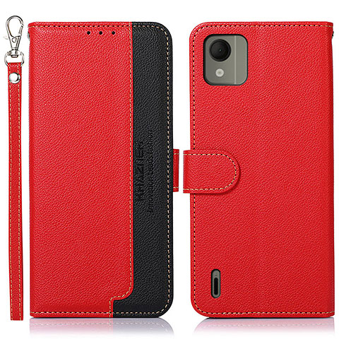 Funda de Cuero Cartera con Soporte Carcasa A09D para Nokia C110 Rojo