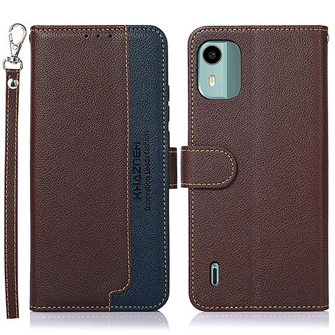 Funda de Cuero Cartera con Soporte Carcasa A09D para Nokia C12 Marron