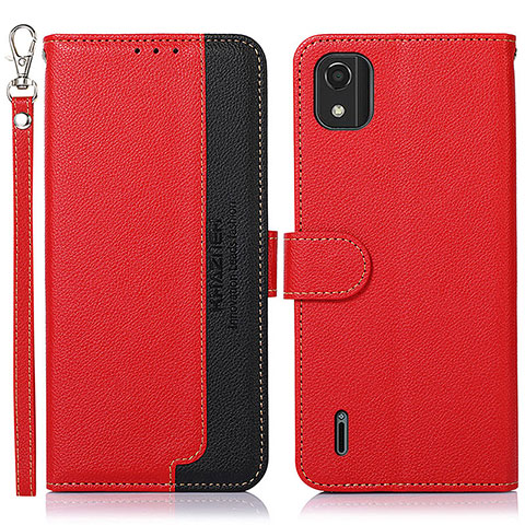 Funda de Cuero Cartera con Soporte Carcasa A09D para Nokia C2 2nd Edition Rojo