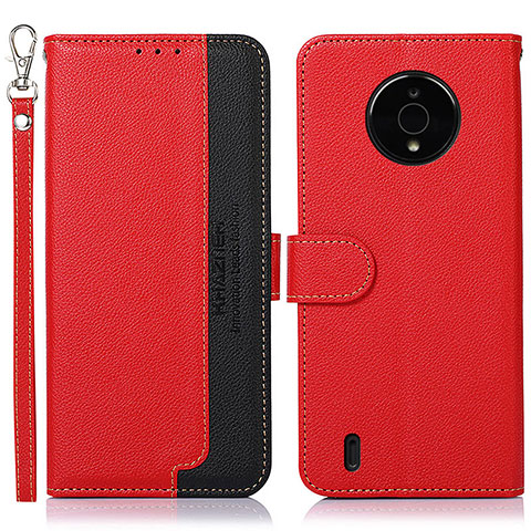 Funda de Cuero Cartera con Soporte Carcasa A09D para Nokia C200 Rojo