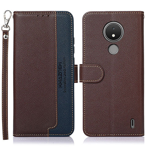 Funda de Cuero Cartera con Soporte Carcasa A09D para Nokia C21 Marron