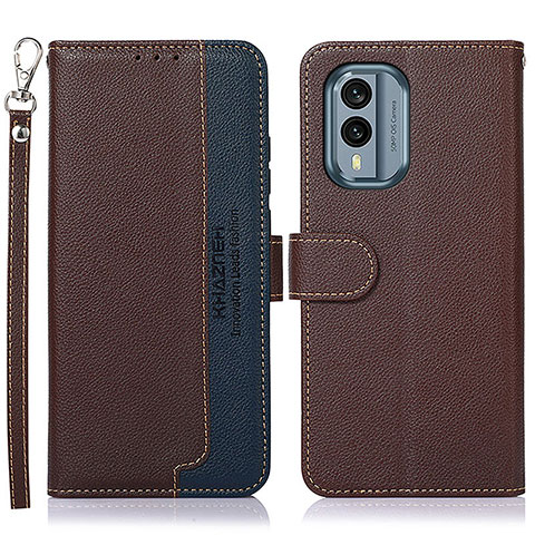 Funda de Cuero Cartera con Soporte Carcasa A09D para Nokia X30 5G Marron