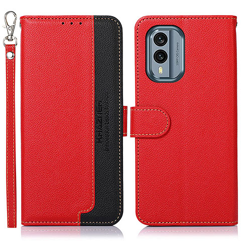 Funda de Cuero Cartera con Soporte Carcasa A09D para Nokia X30 5G Rojo