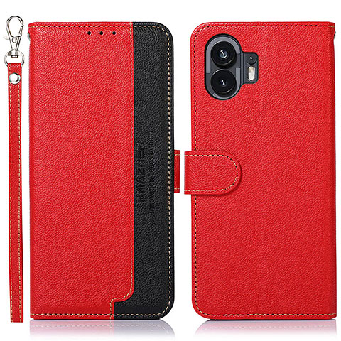 Funda de Cuero Cartera con Soporte Carcasa A09D para Nothing Phone 2 Rojo