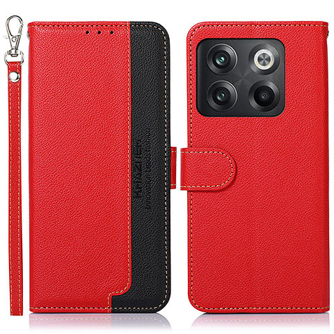 Funda de Cuero Cartera con Soporte Carcasa A09D para OnePlus 10T 5G Rojo