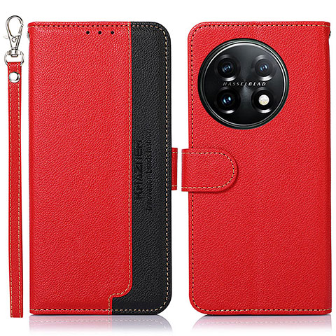 Funda de Cuero Cartera con Soporte Carcasa A09D para OnePlus 11 5G Rojo