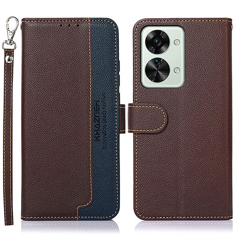 Funda de Cuero Cartera con Soporte Carcasa A09D para OnePlus Nord 2T 5G Marron