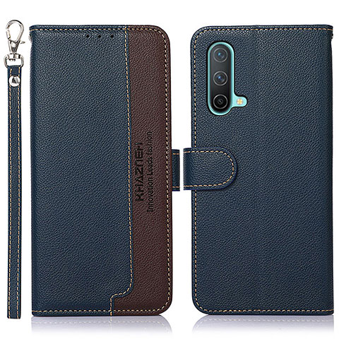 Funda de Cuero Cartera con Soporte Carcasa A09D para OnePlus Nord CE 5G Azul