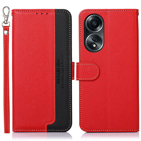 Funda de Cuero Cartera con Soporte Carcasa A09D para Oppo A18 Rojo