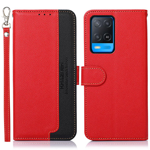 Funda de Cuero Cartera con Soporte Carcasa A09D para Oppo A54 4G Rojo