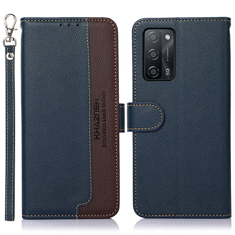 Funda de Cuero Cartera con Soporte Carcasa A09D para Oppo A55 5G Azul