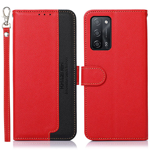 Funda de Cuero Cartera con Soporte Carcasa A09D para Oppo A55 5G Rojo