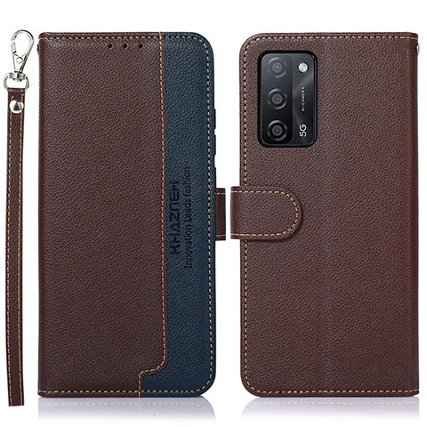 Funda de Cuero Cartera con Soporte Carcasa A09D para Oppo A56 5G Marron