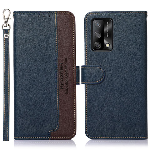 Funda de Cuero Cartera con Soporte Carcasa A09D para Oppo A74 4G Azul