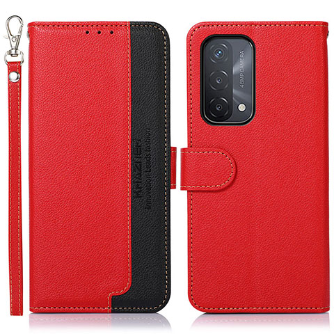 Funda de Cuero Cartera con Soporte Carcasa A09D para Oppo A74 5G Rojo