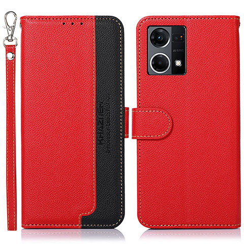 Funda de Cuero Cartera con Soporte Carcasa A09D para Oppo F21 Pro 4G Rojo