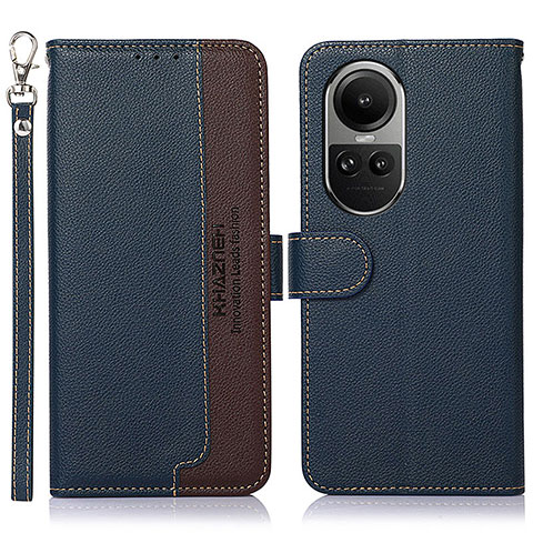 Funda de Cuero Cartera con Soporte Carcasa A09D para Oppo Reno10 5G Azul