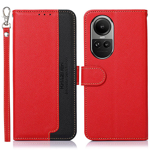 Funda de Cuero Cartera con Soporte Carcasa A09D para Oppo Reno10 5G Rojo